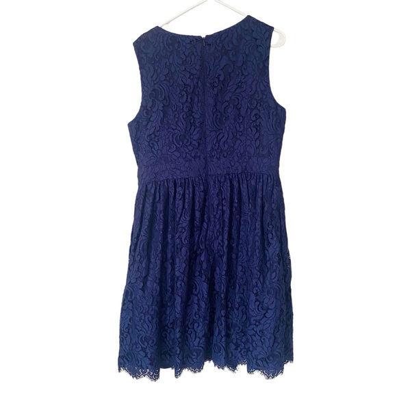 Eliza J Navy Lace Sleeveless Fit & Flare Knee Length Mini Cocktail Dress Size 16 - Picture 3 of 6
